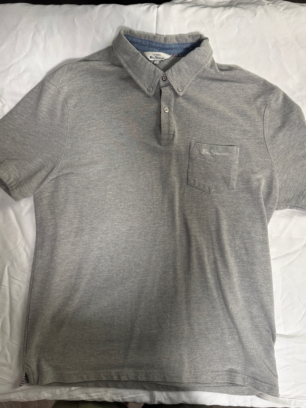 Ben Sherman Grey Button-Down Collar Polo